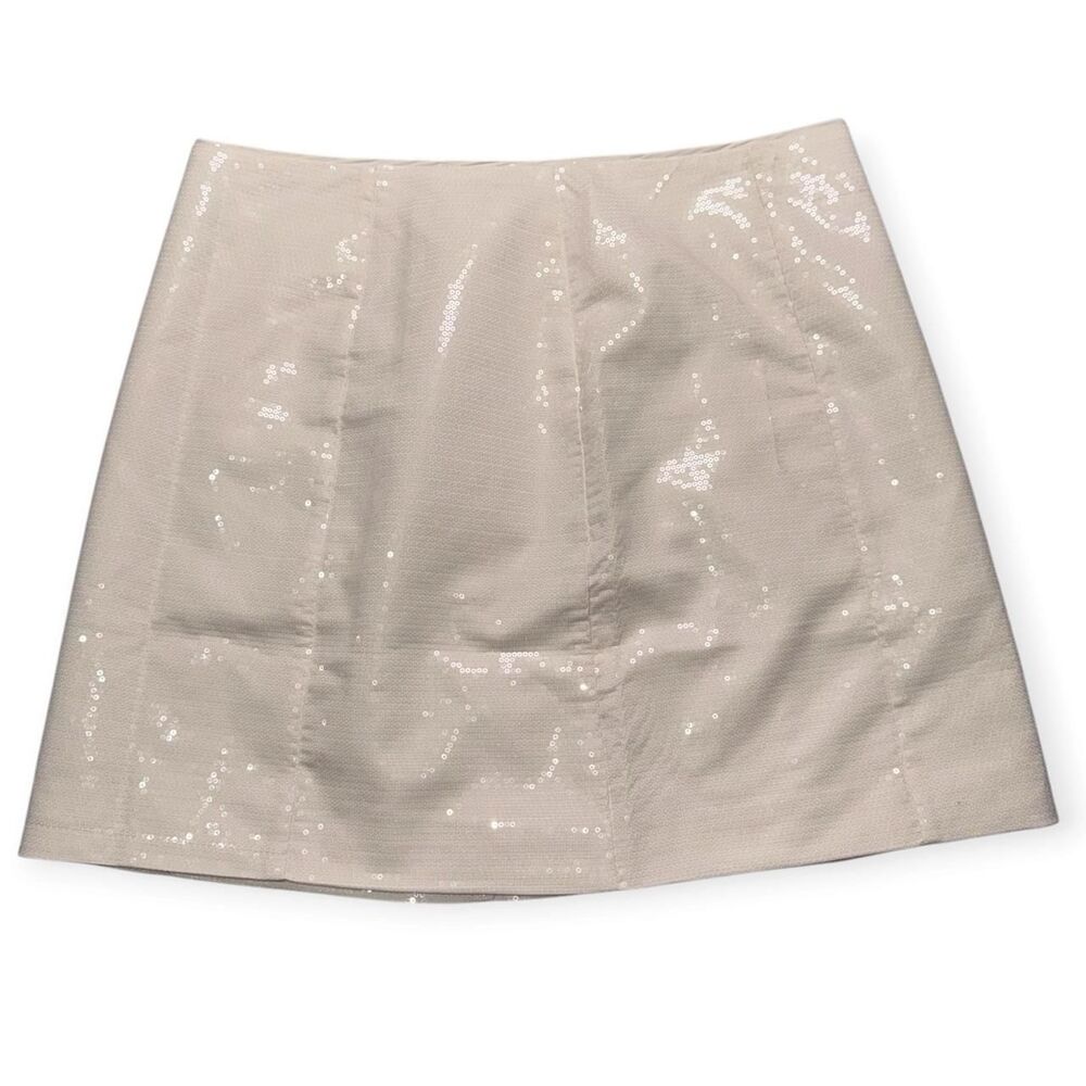 A New Day Cream Sequin Mini A-Line Skirt Women’s Size 12 NWT Holiday Party
